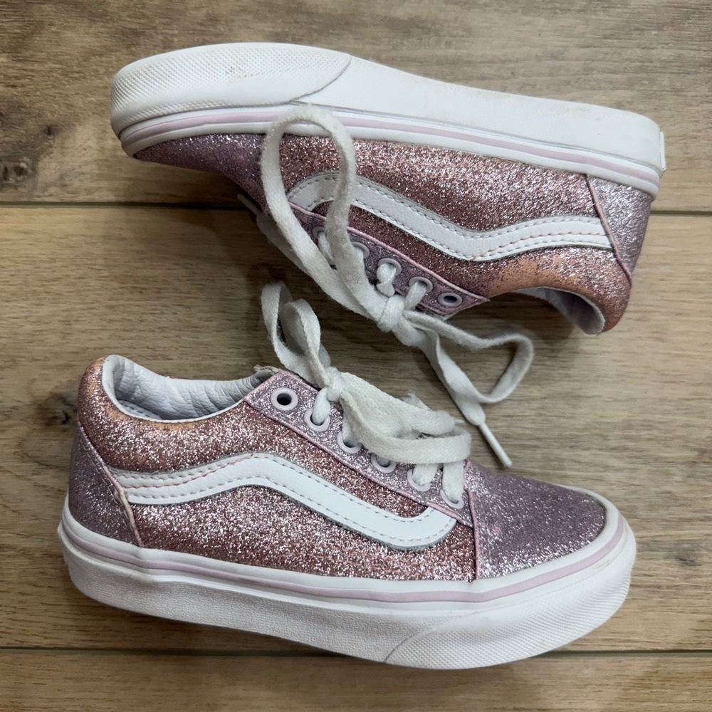 Vans Old Skool Pink Glitter Skate Sneakers Kids Size 12.0 Low Top Shoes - Picture 2 of 11